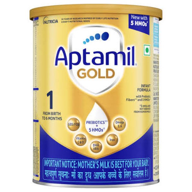 Aptamil Gold Infant Formula Milk Powder for Babies - Stage 1 (Upto 6 months) - with 5 HMOs, Prebiotics and DHA 2 kgs - BIB Pack